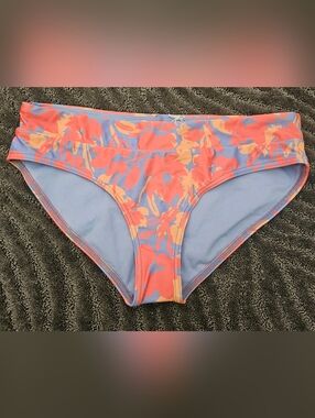 Prana Floral Bikini Bottoms in Coral and Light Blue
